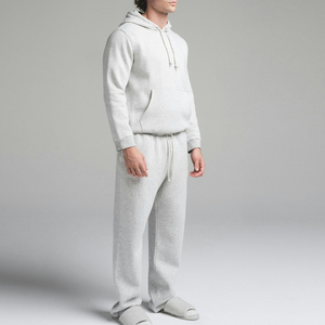 Sudadera con capucha de corte regular de lana de algodón 100% para hombre con cierre de cordón impreso con logotipo frontal personalizado transpirable y de secado rápido - Product Image 5