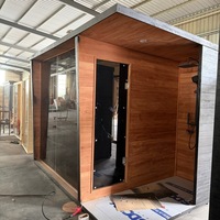 Desain Modern Sauna Kayu Kering Indoor-Outdoor dengan Shower dan Pemanas Inframerah, Sauna Luar Ruangan yang Indah