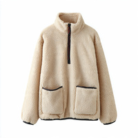 Veste polaire zippée en tricot pour femme, col montant en laine, coupe-vent, respirante, matelassée, style streetwear tendance