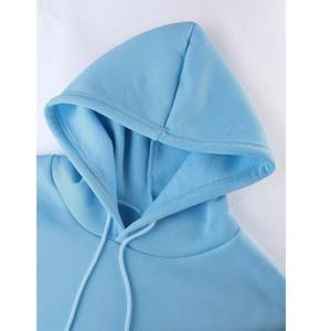 Novedad, Precio Bajo, Sudadera con Capucha de Forro Polar para Mujer, Estilo Europeo Americano, Estampado Invernal, Logotipo Frontal, Color Sólido, Larga y Holgada - Product Image 3