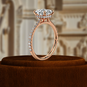 Anillo de Compromiso con Diamante Cultivado en Laboratorio de 1 Quilate, Estilo Halo, Banda con Incrustaciones, Anillo de Boda, Certificado IGI, Oro Blanco Sólido de 14k - Product Image 3