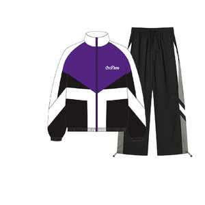 Ensemble de pantalons de survêtement évasés avec patch à la mode zippé en nylon personnalisé veste d'extérieur brodée survêtement coupe-vent pour hommes actifs de grande taille - Product Image 5