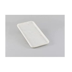 Plateau en marbre rectangulaire naturel avec poignée en métal doré pour décoration de table en marbre blanc personnalisé à faible coût - Product Image 1