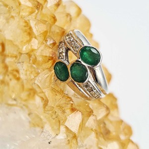 Anillo ovalado de esmeralda de plata 925, anillo de plata con piedras preciosas de Esmeralda Natural, joyería, anillo impermeable - Product Image 5