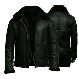 Chaqueta de moto de piel de oveja con cremallera frontal de estilo vintage y acabado duradero con chaqueta clásica para apariencia de hombre - Product Image 1