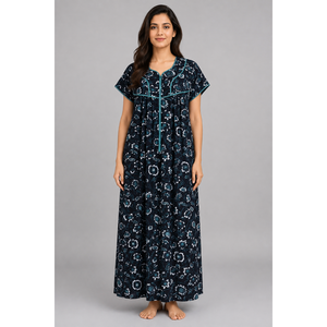 Evolove Women's Soft <b>Sleeveless</b> Sleep Dress Dark Navy Free Size Breathable & Sustainable - Product Image 5