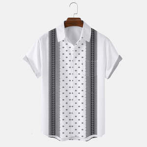 เสื้อเชิ้ตแขนสั้นผ้าฝ้ายถักสีพื้นสำหรับผู้ชายเสื้อทางการสำหรับฤดูร้อนดีไซน์ใหม่ - Product Image 5