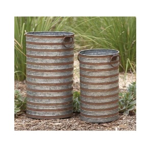 Boîte de fenêtre intérieure extérieure en métal galvanisé fleur jardinière de jardin ensemble de 2 jardinières en métal utilisation d'accessoires de jardin - Product Image 1