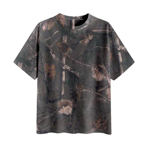 Camiseta de Camuflaje con Diseño de Selva para Senderismo, Cuello Redondo, Manga Corta, Holgada, Transpirable, de Algodón - Product Image 1