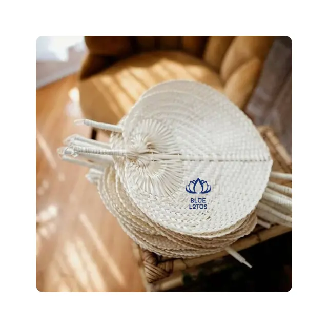 Hand Fan made from natural Vietnamese Hand-woven Palm Leaf and Summer Wedding Handheld Fan
