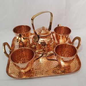 Bouilloire en cuivre pur fabriquée à la main en Inde, design moderne et luxueux, meilleure qualité, marque TQC, pour hôtel, maison, restaurant - Product Image 2