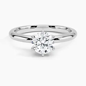 Anillo de Compromiso Clásico Solitario de Plata S925 con Diamante Cultivado en Laboratorio, Certificado IGI, Joyería de Alta Gama para Mujer, para Bodas y Fiestas - Product Image 1