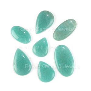 พลอยอะมาโซไนต์ทรงหลังแบนหลายรูปร่างสีเขียวเรียบตามธรรมชาติมีหลายขนาดอเนกประสงค์สำหรับการทำเครื่องประดับ - Product Image 2