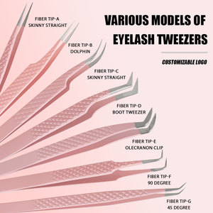 Custom Logo Eyelash Tweezers Stainless Steel Precision <b>Tools</b> <b>Box</b> Packaging <b>Pink</b> Black Silver Colors OEM Custom Branding - Product Image 4