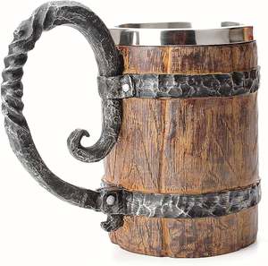 Nueva jarra de cerveza Medieval con acabado Natural, diseño Medieval duradero hecho a mano, jarra de cerveza con mango de Metal de madera para uso en fiestas - Product Image 1