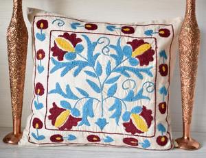 Vintage Embroidered Suzani Cotton <b>Cushion</b> Cover Home Decorative Mexican Style for Hotels <b>Christmas</b> Holiday Use - Product Image 4