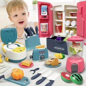 Juego de Juguetes de Plástico para Niños, Simulación de Olla Arrocera, Microondas, Refrigerador, Juego de Juguetes Preescolares en Caja - Product Image 1