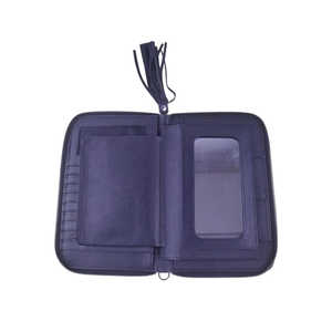 Portefeuille en cuir de vachette vintage LAXURA avec fermeture éclair, doublure en polyester, belles fleurs disponibles, court et long - Product Image 1