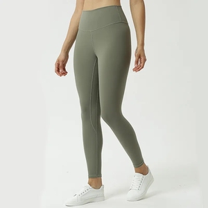 Mallas sólidas de compresión de cintura alta para gimnasio/yoga para damas Pantalones de entrenamiento de fitness OEM personalizables - Product Image 5