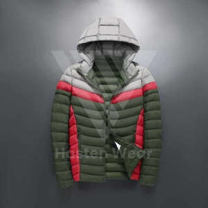 Service OEM ODM Veste matelassée coupe normale à capuche sur le devant pour hommes manteaux matelassés de couleur unie - Product Image 6