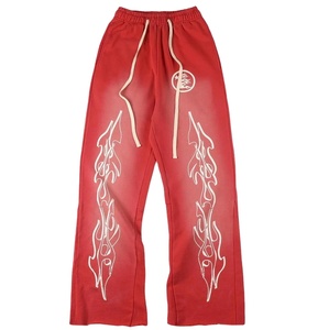 Pantalons de survêtement personnalisés pour hommes Flair Jogging Fleece Blanks 100% Cotton Puff Printing Casual Vintage Man Track Pantalon de jogging évasé - Product Image 5