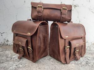 Bolsa de sillín de cuero de piel de búfalo Unisex para viaje, bolsa de motocicleta, bolsa de noche para equipaje de viaje conveniente - Product Image 5