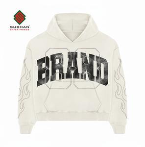 Custom Vintage Breathable Solid Winter 100% Cotton Knitted Waterproof Anti-Wrinkle Windproof Screen Print Rhinestone Acid Wash - Product Image 3