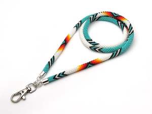 Elegante llavero de cordón hecho a mano de primera calidad con diseño multicolor de cuentas, para tarjeta de identificación de profesor, de la India - Product Image 2