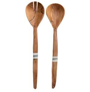 Ensemble de serveurs à salade en bois naturel cuillère de service pour ustensiles de cuisine soupe à salade outils de mélange de fruits épicés ustensile à salade - Product Image 3