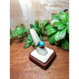 Scott Skeets High Grade Kingman Turquoise Platinum Sterling Silver <b>Adjustable</b> <b>Ring</b> Bezel Set Smooth Cut Boho for Everyday Wear - Product Image 2