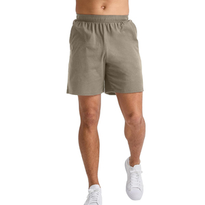 Pantalones cortos informales de alta calidad para hombre, 100% de algodón, estampado de logotipo personalizado, patrón sólido, bolsillos deportivos no tejidos para correr - Product Image 1
