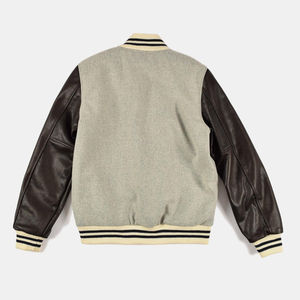 Haute qualité hommes Letterman Style Varsity laine doudoune veste col montant Chenile broderie cuir manches multicolore - Product Image 2