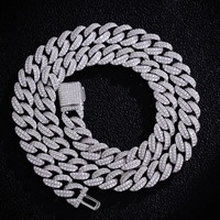 Collier chaîne cubaine personnalisée 10 mm en argent 925 avec pierres de moissanite à deux rangées, style hip hop rap, bijoux cadeau