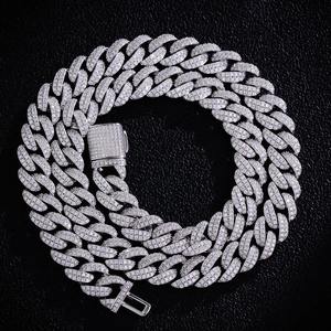 Collar de cadena cubana personalizado de 10 mm, plata 925, moissanita, dos hileras de piedras, estilo hip hop rap, joyería de regalo - Product Image 5