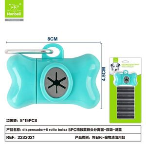 Séparateur de déchets en forme d'os pour chiens, 5 rouleaux, avec distributeur et sacs pour déchets d'animaux - Product Image 1