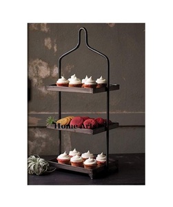 Ensemble de support de gâteau de couleur d'or d'acier inoxydable de support de fruits de deux chocolats carrés pour la meilleure vente - Product Image 6