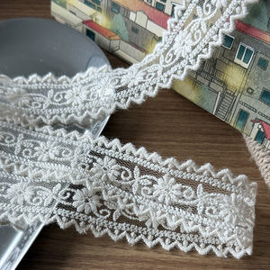 2.5cm bunch Floral Edge <b>Trim</b> Korean Tulle Lace Embroidered Cotton Scallop Lace Wide for DIY & Wedding Decor 1 inch - Product Image 4