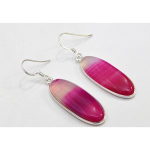 925 Sterling Silver Bio Color Onyx Boucle D'oreille À La Main Rose Bijoux Lunette À La Mode Naturel Rose Bio Couleur Onyx Lunette Boucle D'oreille - Product Image 3