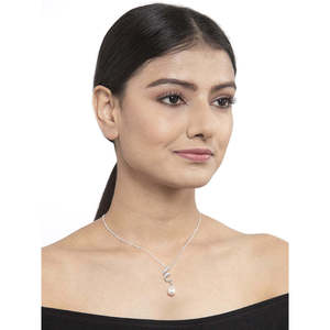 Ensemble de colliers pendentifs en argent sterling 925 pour femmes et filles, plaqué rhodium, avec accents de zircon et de diamants, formes de goutte d'eau et de fleur - Product Image 4