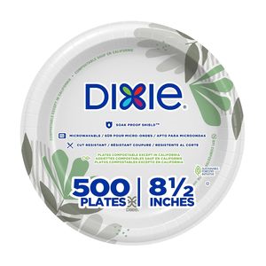 Assiettes en papier Dixie Pathways de 8,5 pouces, poids moyen, vert bordeaux, 125 par paquet, 4 paquets par boîte, 500 assiettes (UX9WS) - Product Image 1