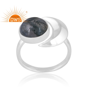 El mejor diseño 925 anillo de piedras preciosas de ágata de musgo Natural de plata joyería personalizada para mujer regalo para ella - Product Image 1