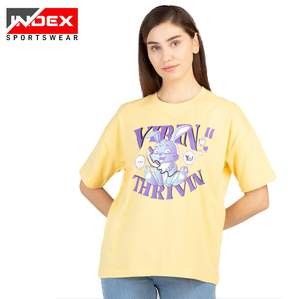 OEM, venta al por mayor, Camiseta lisa de gran tamaño con serigrafía de 250 GSM, ropa informal holgada personalizada, Camiseta de algodón de peso pesado, camiseta para mujer - Product Image 5