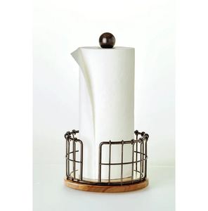 Classic Wire Acacia Wood Free Standing Paper Towel Holder <b>Wedding</b> for Hotel Room Restaurant Office Bar <b>Tissue</b> Box Made in India - Product Image 3