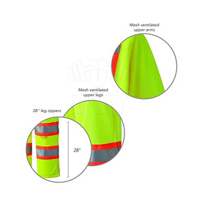 Meilleur matériau haute visibilité vêtements de sécurité réfléchissants salopette en polyester imperméable pour les travaux d'hiver vente de construction quantité en vrac - Product Image 4