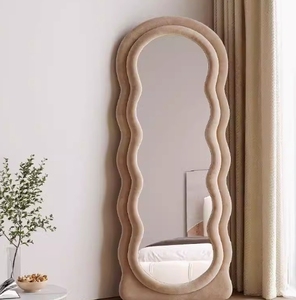 Hot bán tùy chỉnh nhà máy BSCI sedex không thường xuyên màu be trắng vải gỗ lượn sóng Khung nhà sàn thường vụ gương - Product Image 2