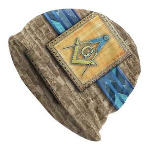 Egyptian Pyramid Square Compass Masonic Freemason Breathable <b>Waterproof</b> Customizable Knit <b>Beanie</b> Cap for Adults - Product Image 3