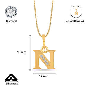 Colgante de Oro con Letra N y Circonita - Product Image 6