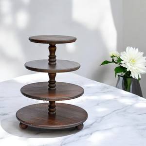 Support à gâteau en bois de meilleure qualité avec fini naturel utilisé pour la décoration de table de la maison et de l'hôtel modernes - Product Image 2