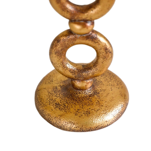 Aluminium <b>Gold</b> Textured <b>Candle</b> Holder Artistic Circular Design with Matte Finished Surface Elegant Home Event Decoration - Product Image 2