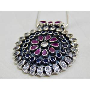 Collar de Plata de Ley 925 con múltiples piedras preciosas, colgante de piedras preciosas naturales para compromiso, aniversario, accesorio de moda - Product Image 6